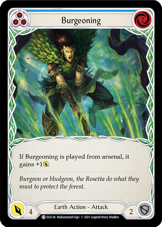 Burgeoning (Blue) [ELE136] (Tales of Aria)  1st Edition Rainbow Foil For Sale