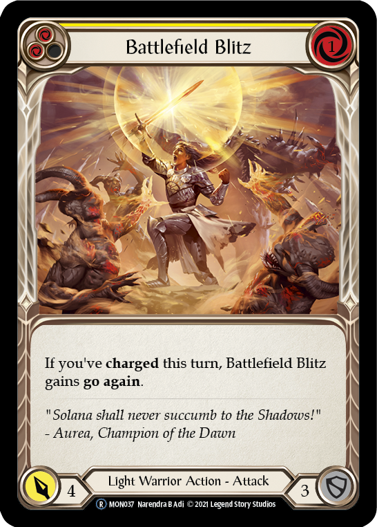 Battlefield Blitz (Yellow) [U-MON037-RF] (Monarch Unlimited)  Unlimited Rainbow Foil Hot on Sale