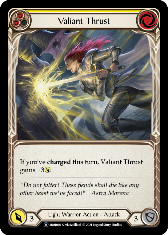 Valiant Thrust (Yellow) [U-MON040-RF] (Monarch Unlimited)  Unlimited Rainbow Foil Online