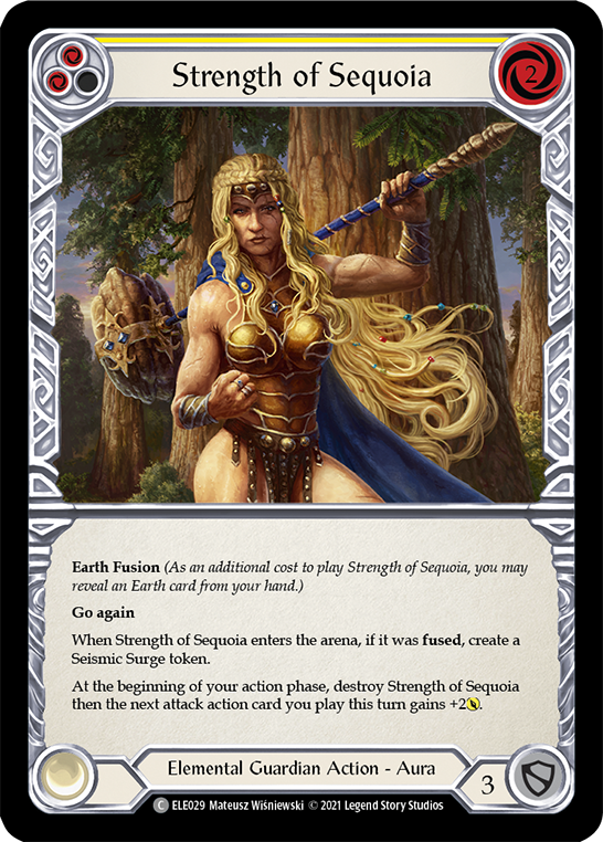 Strength of Sequoia (Yellow) [ELE029] (Tales of Aria)  1st Edition Rainbow Foil Cheap